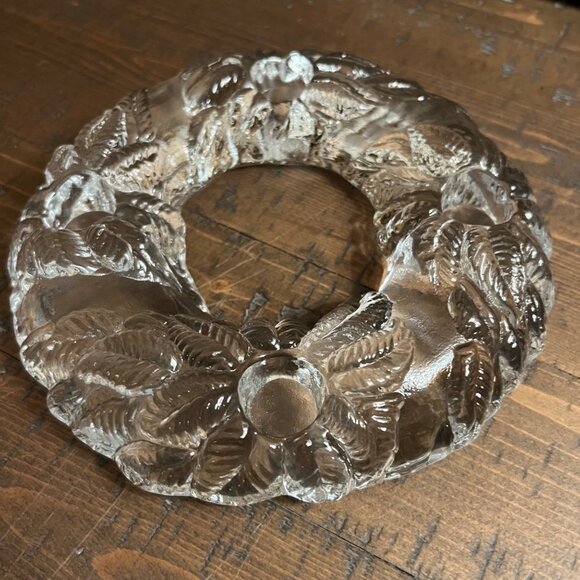 Vintage Nybro Of Sweden Glass Four-Taper Candle Holder Poinsettias Pattern - Picture 5 of 5